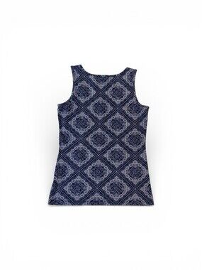 Tommy Hilfiger Tank Top Women's S Mandela Print Blue White Soft EUC